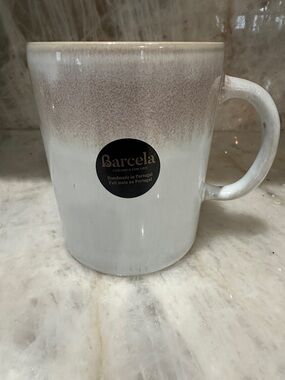 Two-Tone Beige and White Ceramic Mug